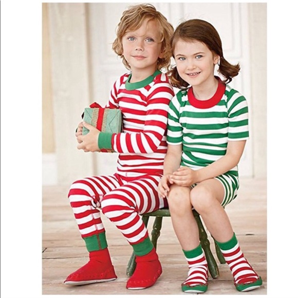 Kids Candy Striped Red White Pajama Set Top Bottom - Picture 3 of 8
